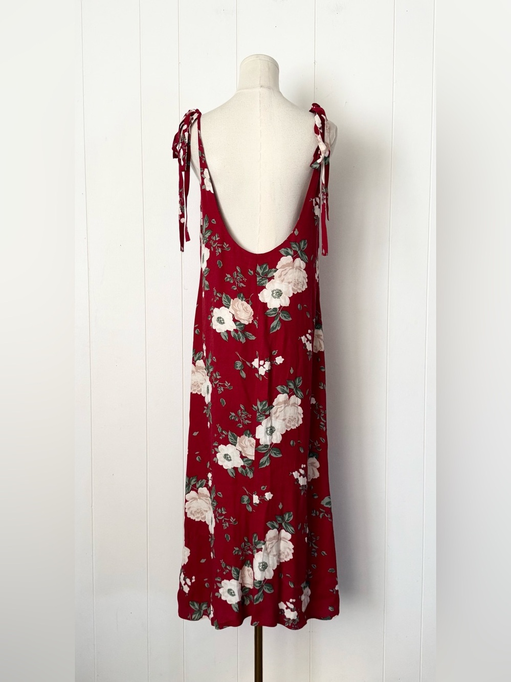Reformation Jade Midi Dress in Red Justine Floral Size Large Sultry Low Back - Picture 4 of 8